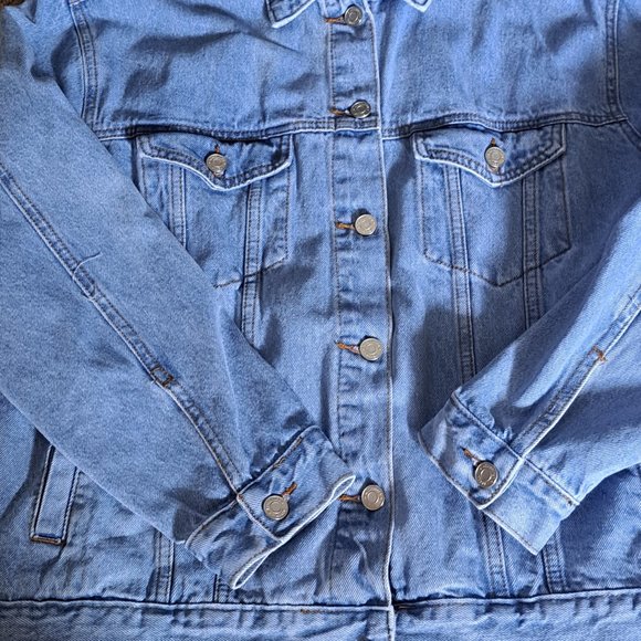 Misguided oversized blue-blues denim jacket US Sz 8 - Picture 2 of 9